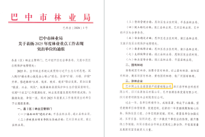 巴中两山公司及下属企业通江县两山公司分别获市、县林业局通报表扬