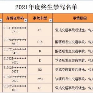 巴中发布2021年度终生禁驾名单