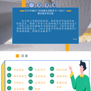 巴中市城区门市装修经营服务卡（试行）丨餐饮服务单位版
