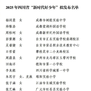 2025年四川省“新时代好少年”拟发布名单公示，巴中两位同学入选！