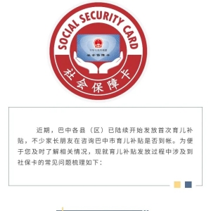 好消息：社保卡可查询育儿补贴发放情况啦！
