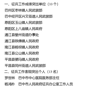 祝贺！巴中这些单位和个人被通报表扬→
