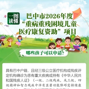 一图读懂丨巴中市2026年度“重病重残困境儿童医疗康复资助”政策
